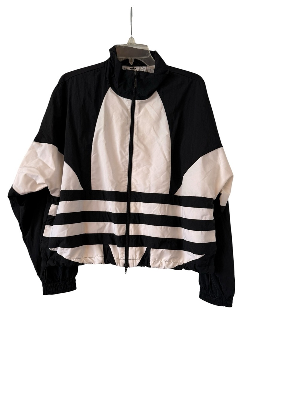 Vintage Adidas Black White Trefoil Windbreaker Jacket | Full Zip Track Jacket | - Picture 3 of 10